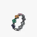 Vintage S925 Sterlingsilber Kleeblatt Ring mit bunten Regenbogen Edelsteinen - US Größe 5