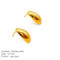Minimalist teardrop earrings in 18K gold-plated stainless steel, size 16x7mm - Gold