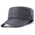 Breathable mesh flat top cap for men featuring quick-dry fabric and dark grey outdoor style - Adjustable / Gray