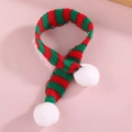 Mini red and green striped knit scarf with white pompoms for DIY snowman gift crafts - Red & Green Scarf 5 Pcs