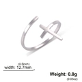 Minimalist silver cross open ring made of polished stainless steel for men and women - Steel