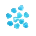 Polished light blue cat eye heart gemstones displayed on a clean white background - Blue Cat's Eye