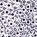 White square acrylic alphabet beads with black letters for DIY jewelry making - Letter A / White Base Black Letters (4*4*2.3mm)