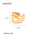 Détail de la bague dorée ondulée avec texture martelée dimensions et spécifications poids - JDR202409-Vague Martelée Or