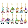 12-piece DIY 5D diamond painting keychain set featuring colorful Nordic Christmas gnomes - QS001 (12-Piece Set) Double-Sided
