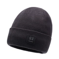Men's dark grey ribbed beanie with a thick knit texture and fleece lining for winter warmth - One Size / Dark Gray