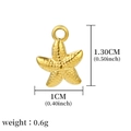 Golden starfish pendant charm made of stainless steel with detailed metal texture - Golden Textured Small Starfish (A0006901)