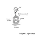 Stainless steel figure-eight pendant with zircon inlay and lobster clasp on white background - Steel Color Number 8 Zirconia Pendant