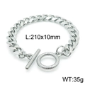 Bracciale a catena Miami Cuban in acciaio inox argento 10mm con chiusura a leva OT - Stile Classico a Catena Cubana (KB143951-Z)