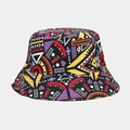 Detalle del sombrero de pescador bohemio con patrones étnicos geométricos y costuras - M (56-58cm) / Color 2# (Estampado Geométrico Étnico)