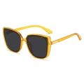 Square amber tortoiseshell sunglasses with dark grey lenses and gold metal temple details - Orange Frame Grey Lens