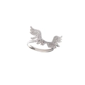 Anello con ali d'angelo in argento con zirconi pavé e finitura in acciaio inossidabile - Anello Ala d'Angelo