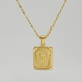 Chaîne Figaro en acier inoxydable plaqué or 18K avec pendentif lettre Y rectangulaire - Lettre Y Dorée (Avec Chaîne)