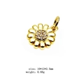Golden daisy flower charm with zircon stones for DIY bracelets and necklaces, 10x12mm - Style 14