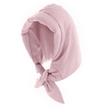 Winter padded puffer hood scarf in soft pink fabric with a front tie-knot style - Pink