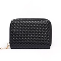 Glossy black patent leather accordion card wallet with classic diamond quilted pattern - Small Quilted Glossy Black