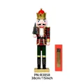 Traditional 38cm wooden nutcracker soldier in red plaid uniform with a gold crown - King with Christmas Tree (R3858)