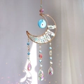 Attrape-soleil lune avec perles d'œil bleu et prismes en cristal arc-en-ciel - HB5-Amazonite / Bleu clair