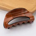 Pinza per capelli a semicerchio marrone scuro venatura del legno con finitura lucida nera - Marrone Scuro Effetto Legno (C16-3-4)