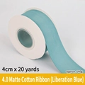 Matte cotton ribbon in liberation blue finish 4cm wide for gift wrapping and floral decoration - Matte Cotton Silk / 4.0cm Wide * 20 Yards / Liberation Blue