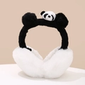 Cute panda plush earmuffs in black and white with a foldable warm winter headband - Diameter 13CM / White