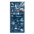 Donkerblauwe microvezel strandlaken met handgetekende zomerse vakantie illustraties - 742 Zomervakantie