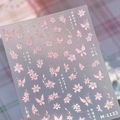 Adesivi per unghie M-1133 con farfalle rosa e motivi floreali di giglio e dettagli foil - M-1133 Frammento di Vetro Trasparente
