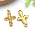 Détail de pendentifs croix dorés vintage avec motifs de feuilles pour bijoux DIY - 26x17x3mm Croix d'Or(T2423)