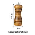Manual oak wood pepper grinder in small size with ceramic core and metal knob 14.5cm - 5 Inch Grinder - Antique Color (Bubble Bag)
