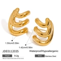 Pendientes de aro de acero inoxidable dorado impermeables hipoalergénicos mujer - Estilo Dorado de Ondas de Tres Capas (JDE0112035)