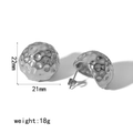 Pendientes de botón hemisféricos con textura de lava en acero inoxidable martillado - Te6500-s