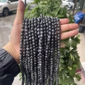 Perles rondes en obsidienne flocon de neige naturelle pour création de bijoux - 4mm (environ 90 pcs) / Obsidienne flocon de neige