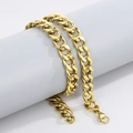 Thick golden Cuban link chain necklace with lobster clasp in a minimalist hip-hop style - 11mm Gold / Bracelet