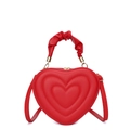 Sac à main rouge en forme de cœur avec texture matelassée et poignée froncée - Rouge