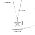 Macro view of starfish pendant showing 1.95cm height and 0.20cm chain width dimensions - Textured Starfish Style (YYN023494)