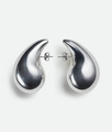 Sleek silver hollow teardrop earrings in polished brass for a modern luxury look - Extra Large Silver (43mm*25mm)