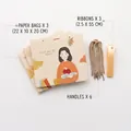 Set di 3 sacchetti regalo per insegnanti con nastri gialli e stampa di ringraziamento - Medio / Giallo Educazione