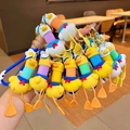 Creatieve intrekbare eend sleutelhanger met kleurrijke accordeon nek in geel en wit siliconen - Intrekbare Hoedeneend [Geel/Wit Willekeurig]