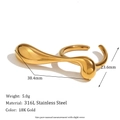 18K gold plated 316L stainless steel hammered geometric ring with dimensions and weight - Gold (Creative Curve Double Finger Ring)