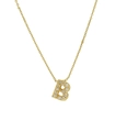 Classic 18k gold plated necklace with a micro-paved zircon letter B pendant - Letter B