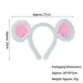 White and pink plush mouse ear headband with 27cm width for Halloween animal costumes - White Plush Mouse Ears