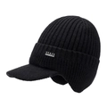 Gorro de invierno grueso para hombre con orejeras y visera en color negro liso - Talla única / Negro