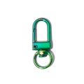 Rainbow plated spring gate ring in iridescent green finish for DIY keychains - UV Dark Green