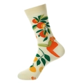 Beige katoenen sokken met sinaasappelpatroon en versterkte hiel- en teengebieden - Eén maat / 1154-Oranje