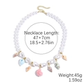 Multi-layered baroque pearl necklace featuring colorful shell pendants and adjustable chain - Multicolor Shell Conch Pendant Pearl Necklace