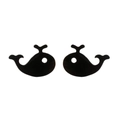 Cute black dolphin stud earrings made of stainless steel with a sleek polished finish - Matte Black