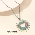Rainbow plated stainless steel heart pendant necklace with sunburst lines, 36x36mm - Sunray Heart / 36x36mm / Rainbow
