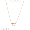 Collana a croce in acciaio inossidabile dorato con pendente a cuore in zircone - Collana Cuore con Strass (TN3529)