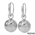 Orecchini pendenti a sfera geometrici in acciaio inossidabile argento lucido in argento - Stile Sfera Argentata (PD2145)