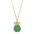 Detailansicht der Boho-Halskette mit buntem Perlen-Ananas-Anhänger und feiner Goldkette - Ananas Stil (XN179-5)